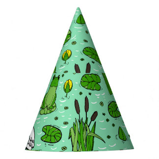 Canes, herons, lilies: vintage swarm. party hat