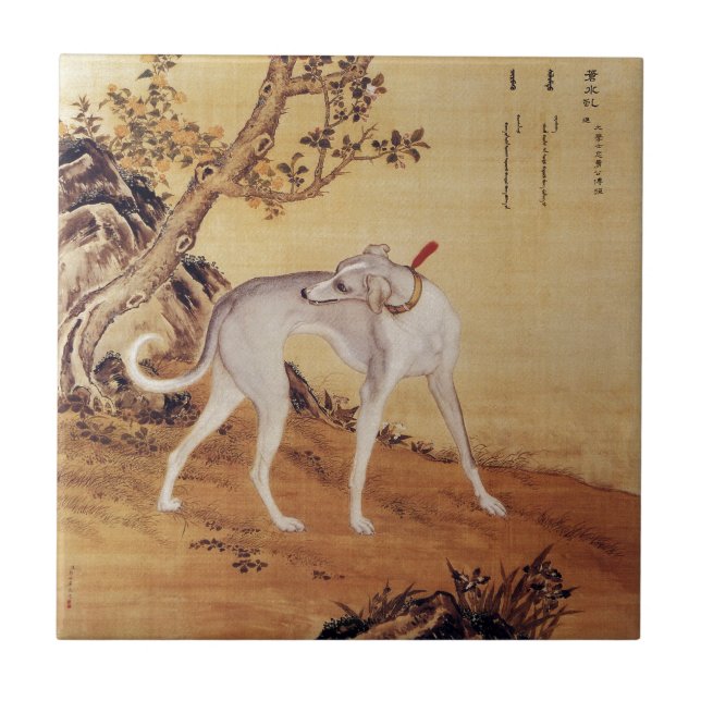 Cangshuiqiu 苍水虬 ~ Greyhound ~Giuseppe Castiglione~ Tile (Front)