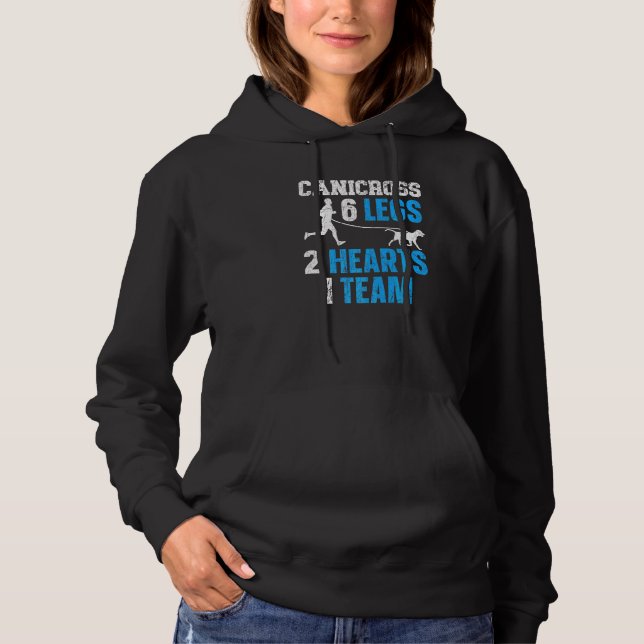 Canicross 6 Legs 2 Hearts 1 Team Dog Running Sport Hoodie (Front)