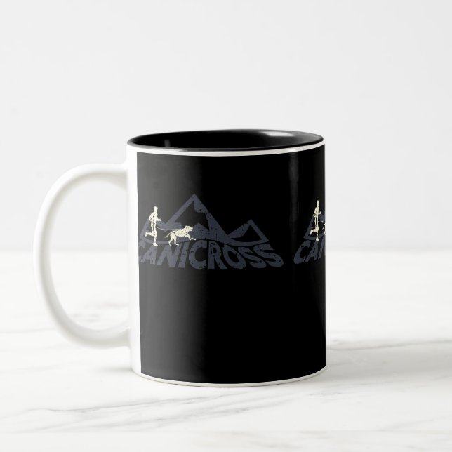 Canicross cross-country run with dog, dog sport Two-Tone coffee mug (Left)