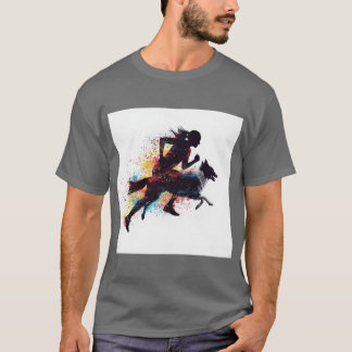 Canicross Runner Dog Silhouette Fusion Dynamic Spo T-Shirt
