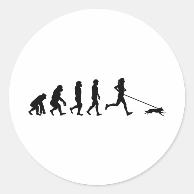 Canicross Trail Running Runner Dog Sport Evolution Classic Round Sticker (Front)