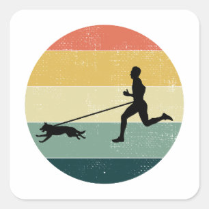 Canicross Trail Running Runner Dog Sport Square Sticker