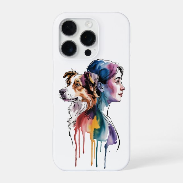 Canina Border Collie Watercolor - Female iPhone Case (Back)