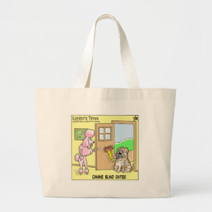 Canine Blind Dates Funny Dog Cartoon Gifts & Tees Large Tote Bag
