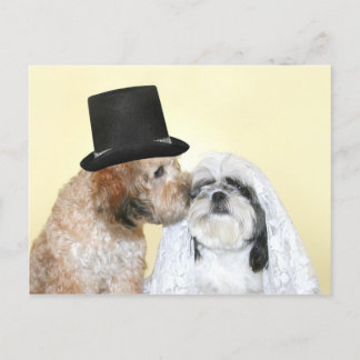 Canine Bride and Groom Postcard