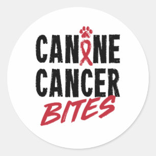 Canine Cancer Bites Dog Carcinoma Awareness Classic Round Sticker