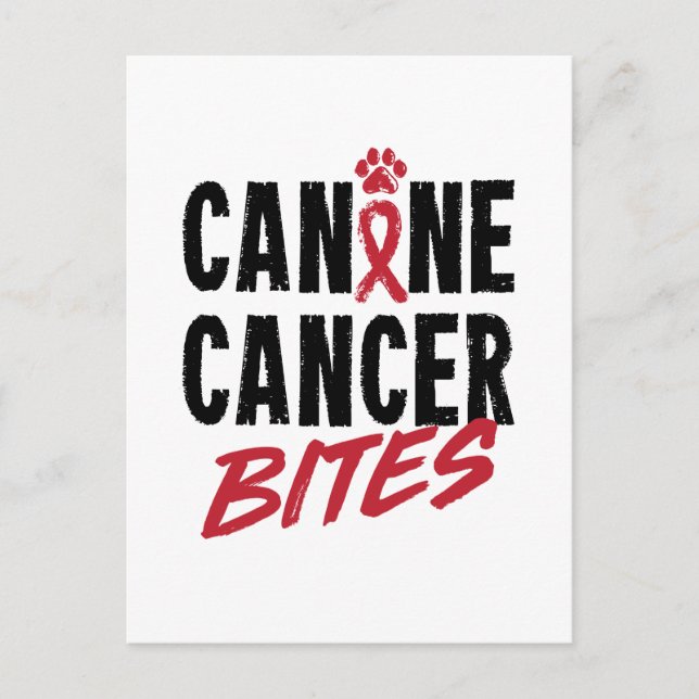 Canine Cancer Bites Dog Carcinoma Awareness Postcard (Front)