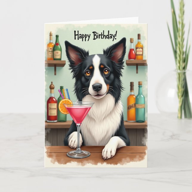 Canine Cocktail Birthday Card (Front)