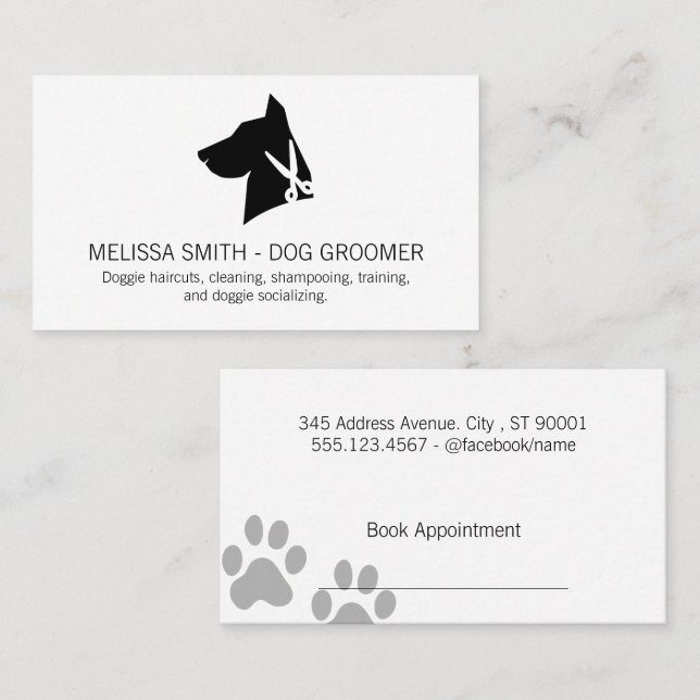 Canine Dog Scissors | Animal Groomer Appointment Card (Front/Back)