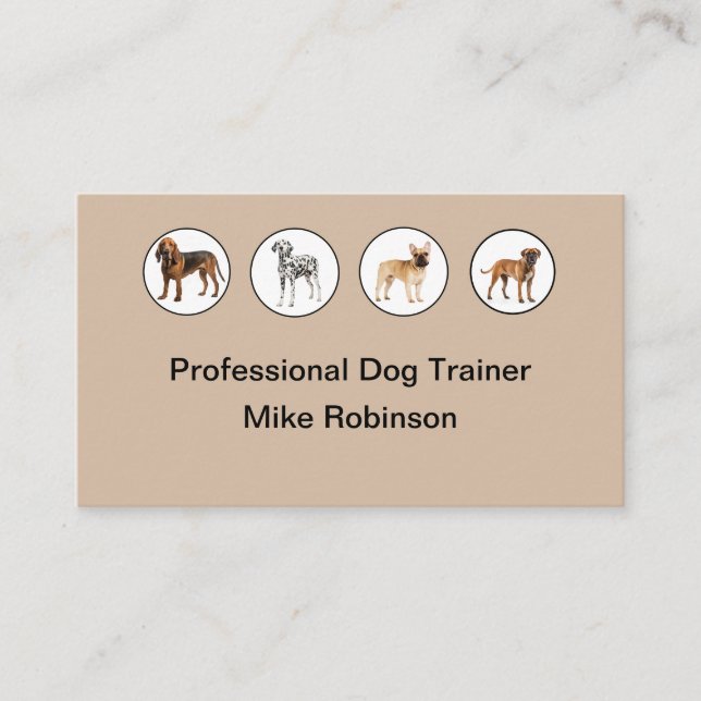 Canine Dog Trainer Modern Business Cards (Front)