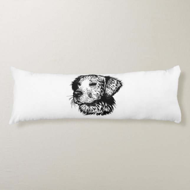 Canine Head Sketch  Body Cushion (Front)