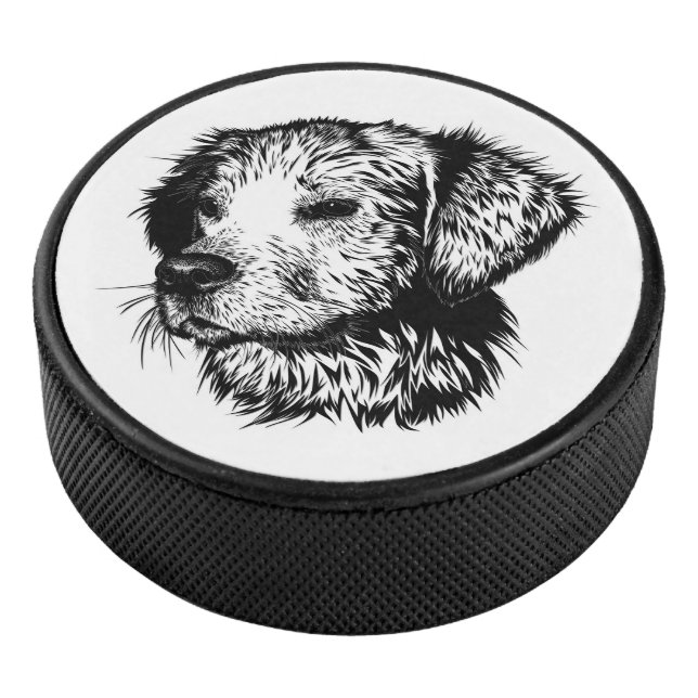 Canine Head Sketch  Hockey Puck (3/4)