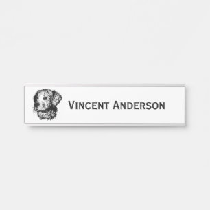 Canine Head Sketch Name Door Sign