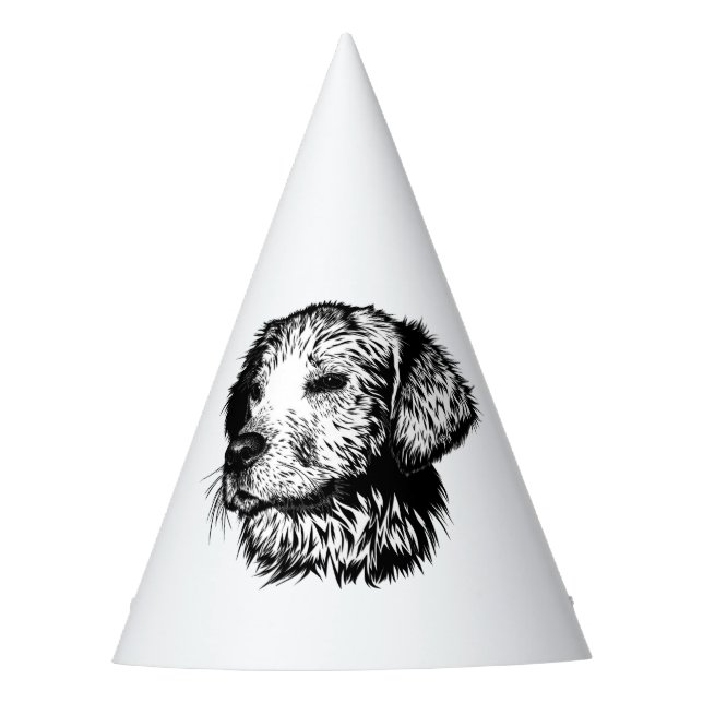 Canine Head Sketch  Party Hat (Front)