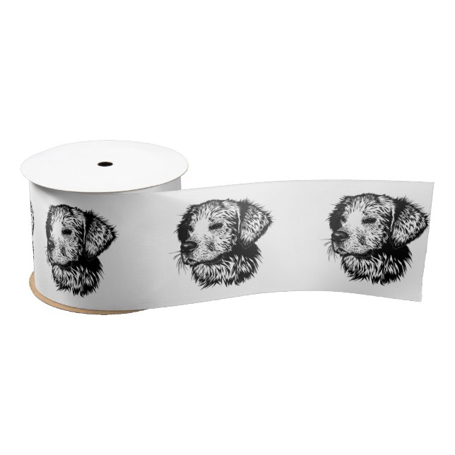 Canine Head Sketch  Satin Ribbon (Spool)