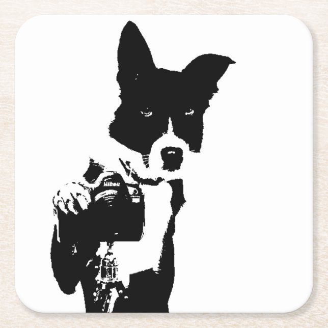 Canine Photographer Square Paper Coaster (Front)