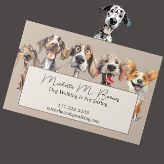 Canine Puppy Dog Walker Sitter Animal Magnetic Business Card