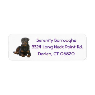Canine Rottweiler Puppy Dog Purple Address Label