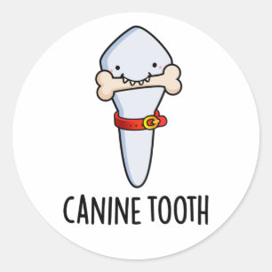 Canine Tooth Funny Dental Pun  Classic Round Sticker