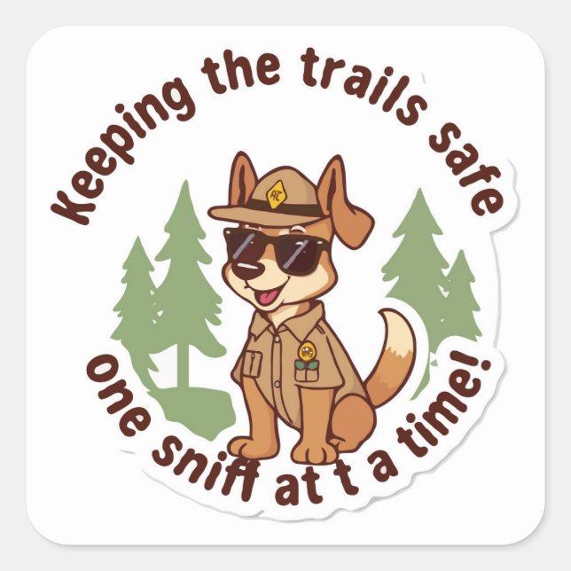 Canine Trail Patrol - Dog's Sniffing Out Adventure Square Sticker (Front)