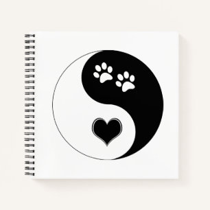 Canine Yin Yang Heart and Dog Paws Notebook