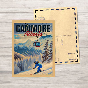 Canmore Alberta Mountains Canada 1950s Postcard