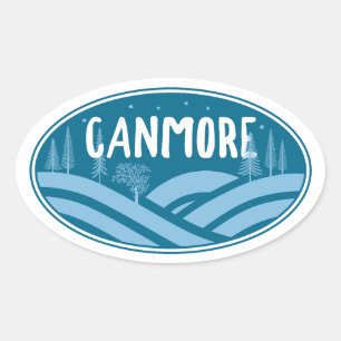 Canmore Alberta Outdoors Oval Sticker