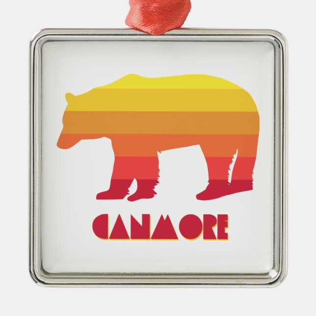 Canmore Alberta Rainbow Bear Metal Tree Decoration (Front)