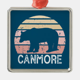 Canmore Alberta Retro Bear Metal Tree Decoration