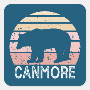 Canmore Alberta Retro Bear Square Sticker