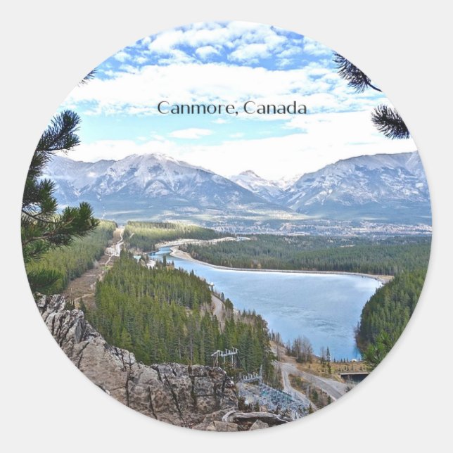 Canmore, Canada scenic photograph Classic Round Sticker (Front)