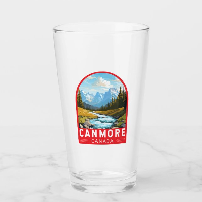 Canmore Canada Travel Art Vintage Glass (Front)