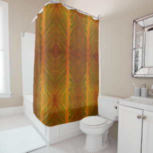 Canna Leaf Orange and Green Stripe Shower Curtain