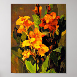 Canna Lilies, floral painting by Franz Bischoff, Poster