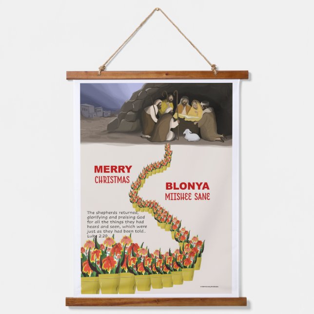 Canna Lilies Visit the Manger Hanging Tapestry (Front)