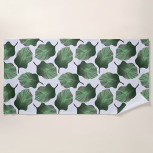 Canna Tropicanna Tropical Leaves, Green Beach Towel