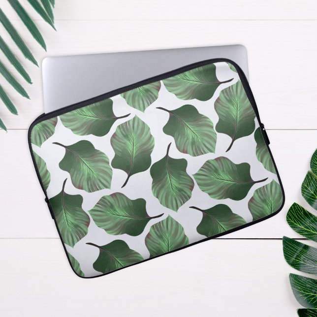 Canna Tropicanna Tropical Leaves, Green Laptop Sleeve (Green tropical leaves pattern laptop sleeve)