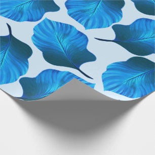 Canna Tropicanna Tropical Leaves in Blue Wrapping Paper