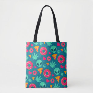 Cannabis and Aliens Tote Bag