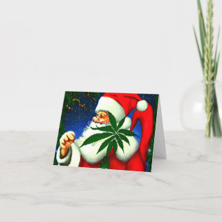 Cannabis Santa Merry Christmas Holiday Card