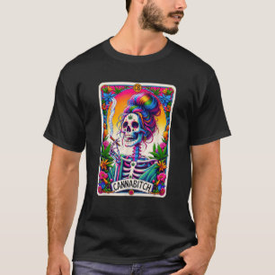 Cannabitch For Stoners Weed Smoker Skeleton Retro T-Shirt