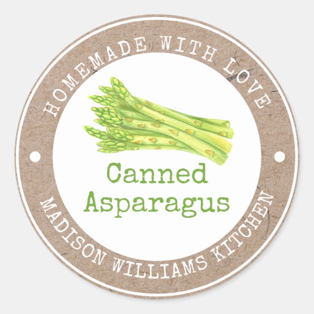 Canned Asparagus Label | Homemade with Love (Front)