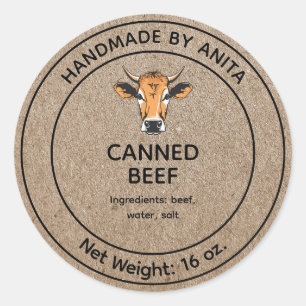 Canned Beef Jar Label Kraft Paper Style