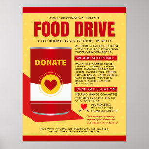 Canned Food Drive Charity Fundraiser Flyer Poster