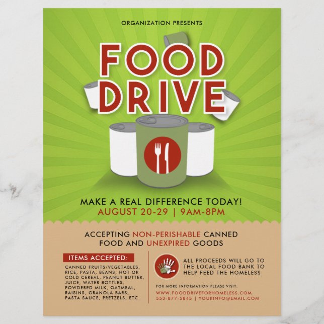 Canned Food Drive Feed Homeless Fundraiser Flyer (Front)
