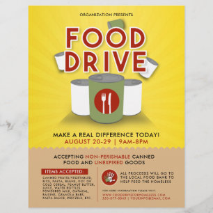 Canned Food Drive Feed Homeless Fundraiser Flyer
