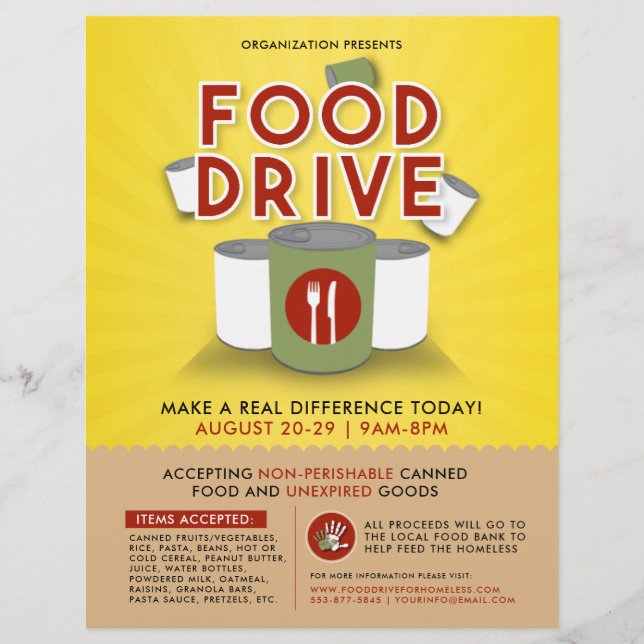 Canned Food Drive Feed Homeless Fundraiser Flyer (Front)