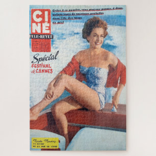 Cannes Beach Babe, 60's style. Jigsaw Puzzle
