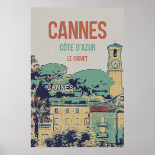 Cannes Côte d'Azur Le Suquet illustration France P Poster